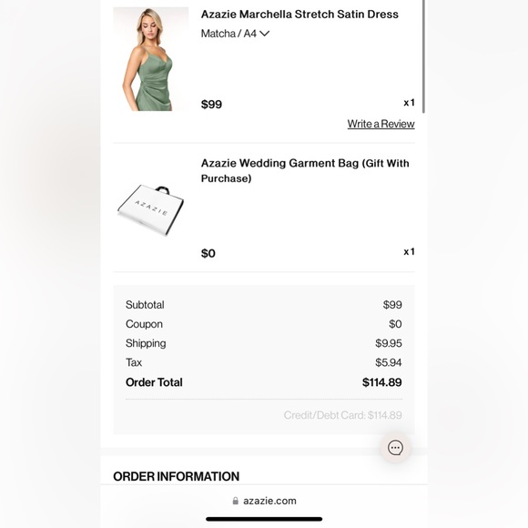 AZAZIE MARCHELLA Bridesmaid Dress Matcha Flowy Pleated Stretch Satin Dress - Picture 2 of 7